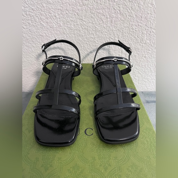 Brand New Gucci Slim Horsebit Black Leather Strappy Sandals Sz 36 (US 6) - Picture 3 of 9